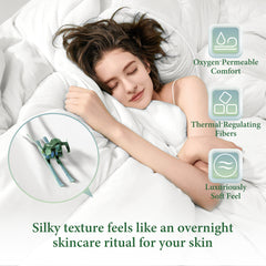 TEXARTIST Cooling Blanket for Hot Sleepers, Cooling Comforter Queen Size, Cold Blanket Summer Lightweight Breathable Soft Comforter to Stay Ice Cool for Night Sweats, Machine Washable White (90"x90")