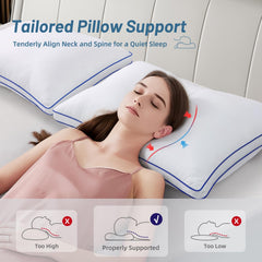 HARNY Pillows Queen Size Set of 2,Bed Pillows for Sleeping 2 Pack,Luxury Hotel Quality Pillow for Side and Back Sleeper,Filled with Down Alternative,Machine Washable,20 x 30 Inches