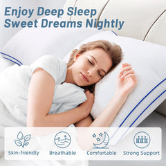 HARNY Pillows Queen Size Set of 2,Bed Pillows for Sleeping 2 Pack,Luxury Hotel Quality Pillow for Side and Back Sleeper,Filled with Down Alternative,Machine Washable,20 x 30 Inches