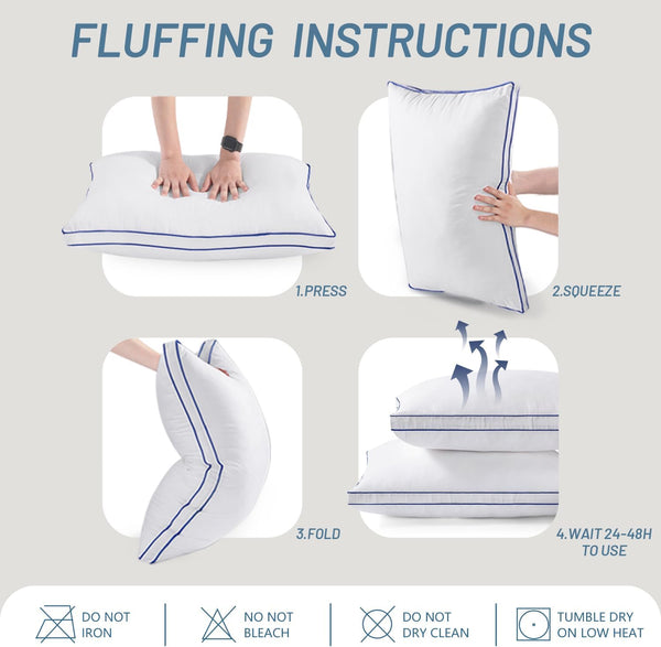 HARNY Pillows Queen Size Set of 2,Bed Pillows for Sleeping 2 Pack,Luxury Hotel Quality Pillow for Side and Back Sleeper,Filled with Down Alternative,Machine Washable,20 x 30 Inches