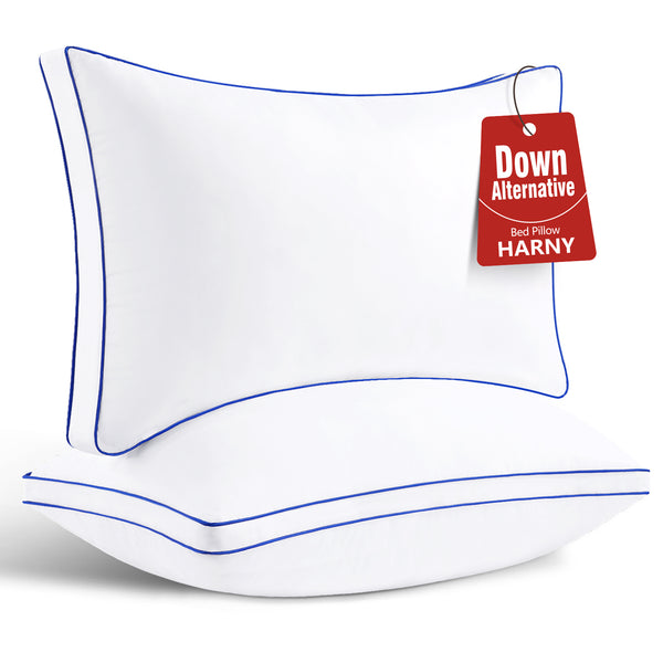 HARNY Pillows Queen Size Set of 2,Bed Pillows for Sleeping 2 Pack,Luxury Hotel Quality Pillow for Side and Back Sleeper,Filled with Down Alternative,Machine Washable,20 x 30 Inches