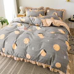 4pcs Home Textiles Cat Kitty Duvet Cover Pillow Case Bed Sheet Boy Kid Teen Girl Bedding Linens Sanding Set King Queen Twin